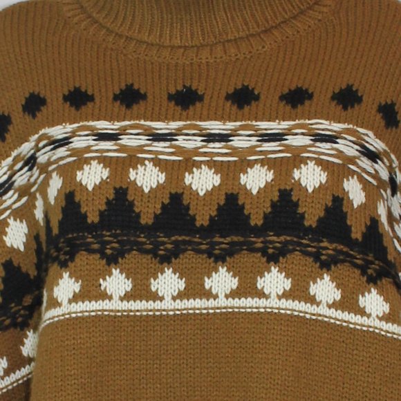 Oak and Ivy knit sweater brown with geometric pattern oversize turtleneck Medium - Picture 9 of 9